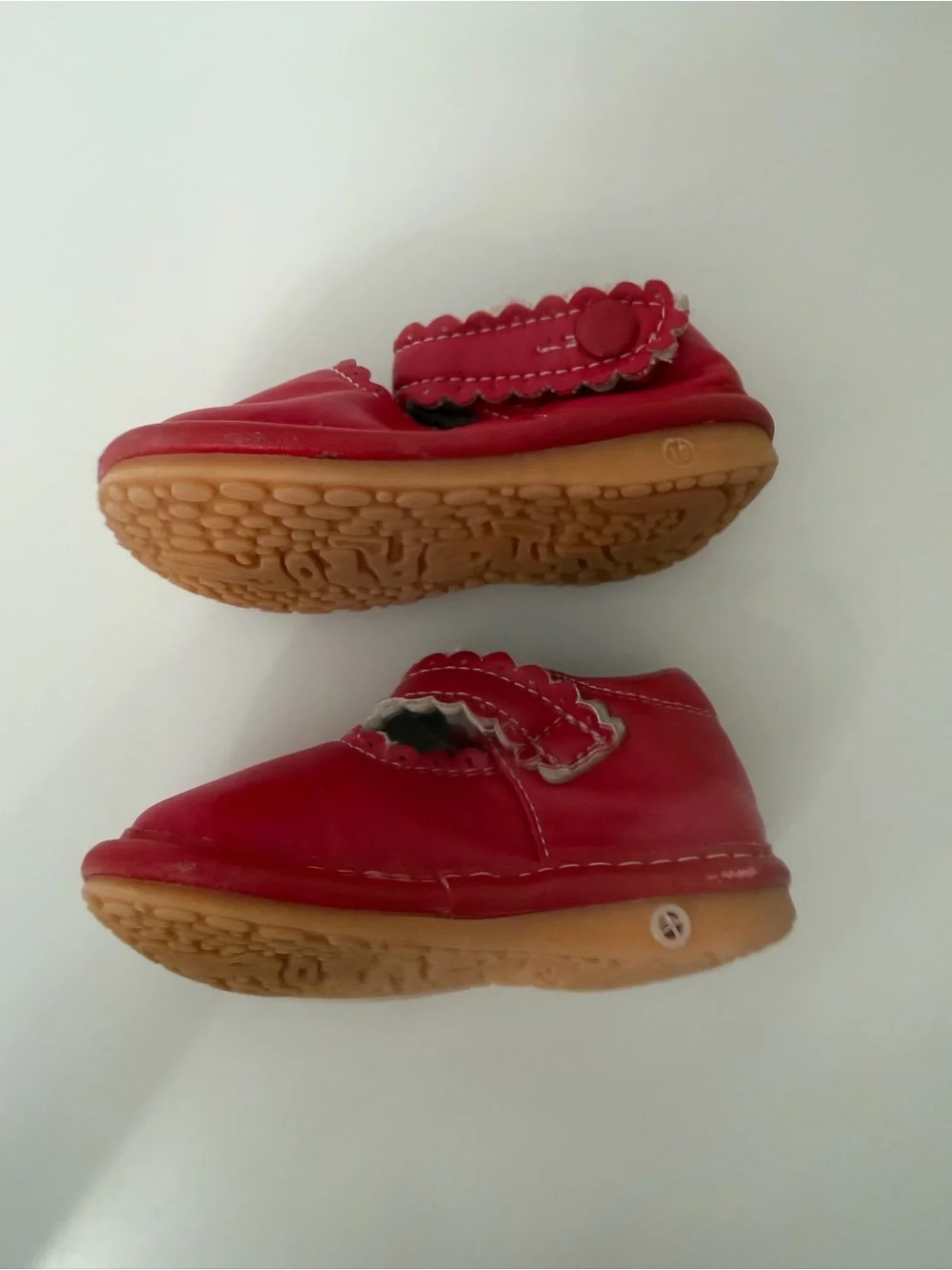 Toddler Red Leather Hook-and-Loop Mary Jane Walkers Size 3